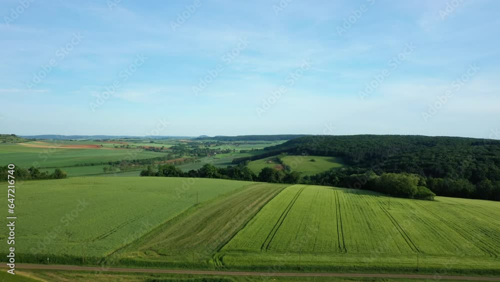 Cereal fields in the countryside in Europe, in France, in Burgundy, in Nievre, towards Clamecy, in Spring, on a sunny day. Cereal fields in the countryside in Europe, in France, in Burgundy, in Nievre, towards Clamecy, in Spring, on a sunny day.