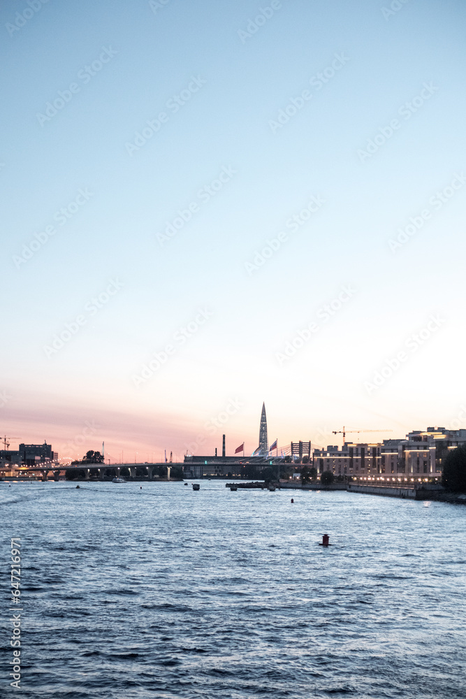 The embankment of a beautiful wide river in a large ancient city. The embankment of a beautiful wide river in a large ancient city.