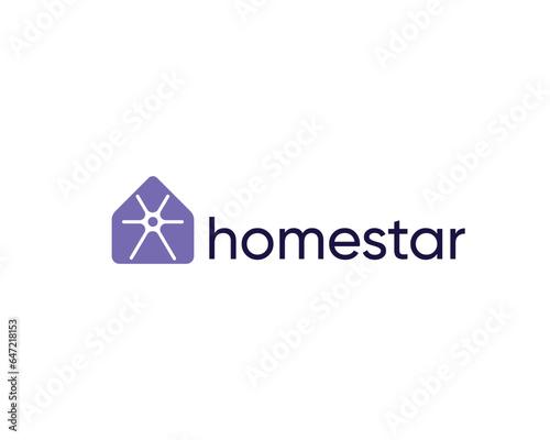 Minimalist Home star logo design. Abstract house logo.
