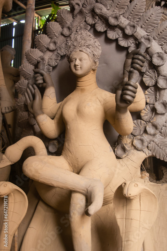 Sculpture of Durga maa in making for Durga puja at Jorhat, Assam. photo