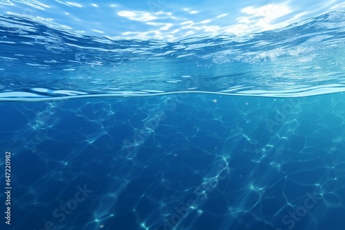 Gorgeous realistic water, ambient reflections, blue background. High quality, 3D render. Generative AI