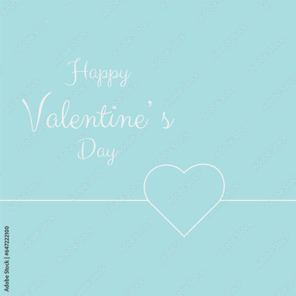 Love concept. Happy Valentine's day poster. White outline heart blue background