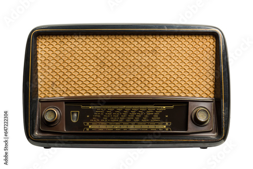 Antique radio isolated on transparent background, PNG image.