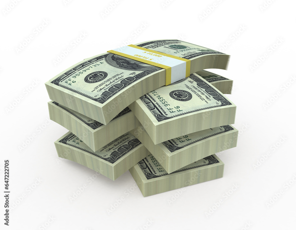 3d render hundred dollar banknote (isolated on white and clipping path) 3d render hundred dollar banknote (isolated on white and clipping path)