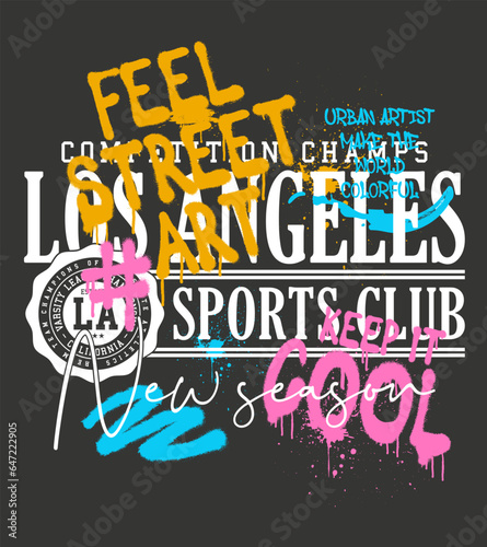 varsity typography vector illustration with spray effect for graphic tee t shirt or sweatshirt - Vector