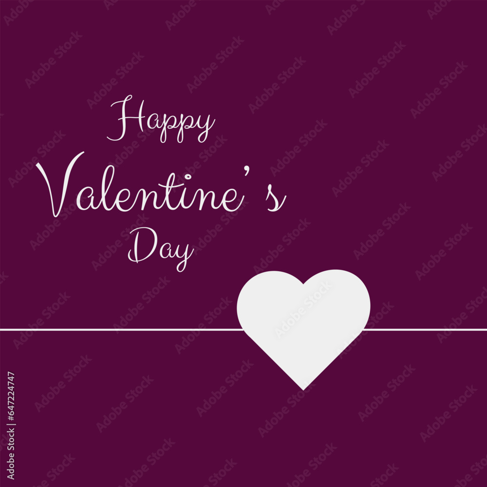 Love concept. Happy Valentine's day poster. White outline heart voilet background