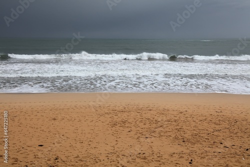 Rainy beach weather in Morocco. Landscape in Morocco. photo