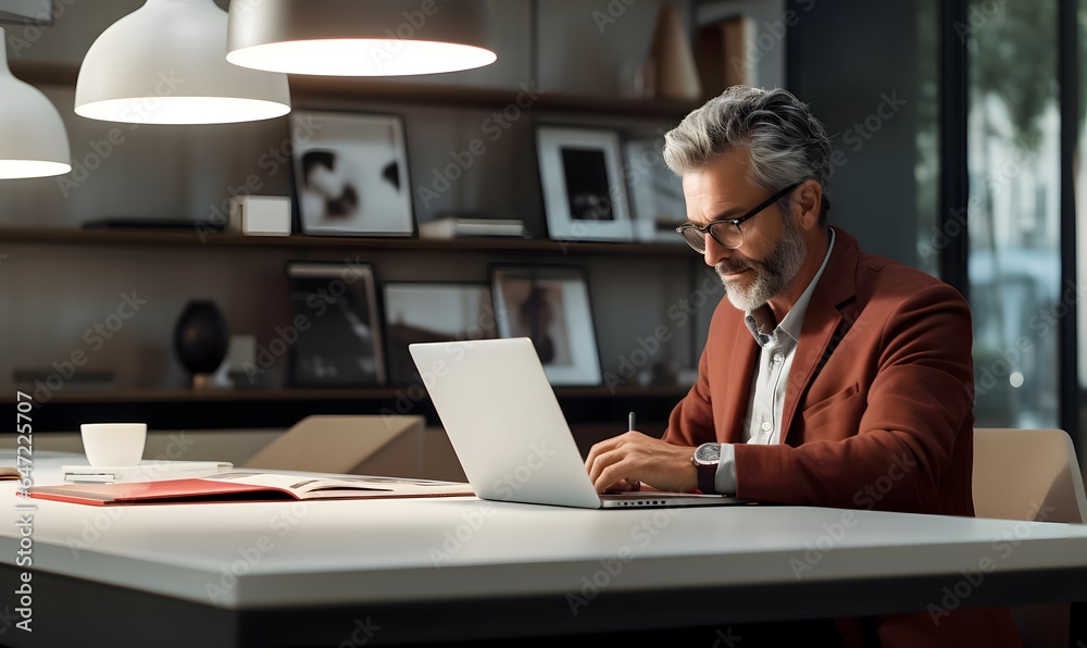 a businessman working on laptop