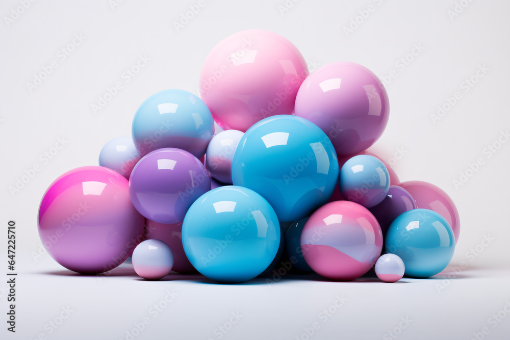 Glossy Finish for Multidimensional Ball Stacks - Azure and Magenta on white background
