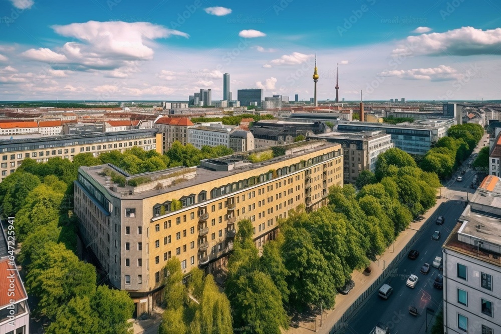 Berlin cityscape in the central district. Generative AI
