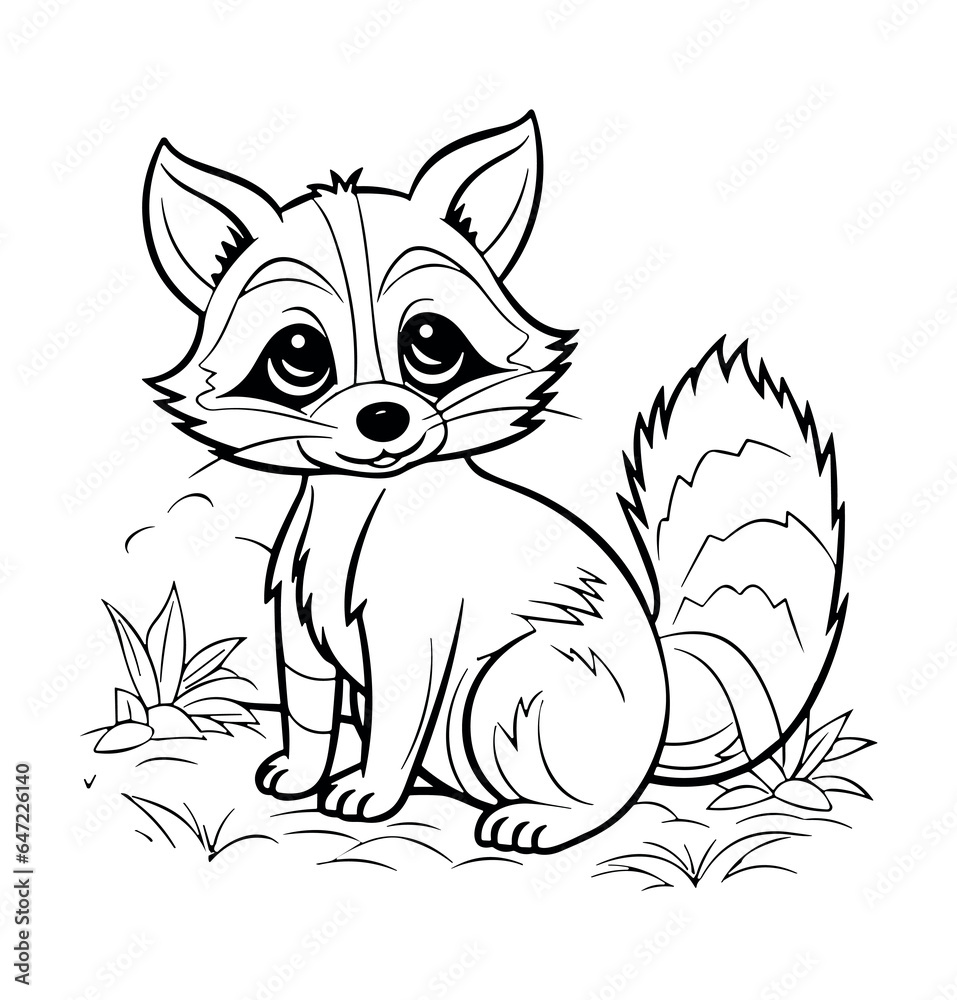 Raccoon coloring page  for kids - coloring book