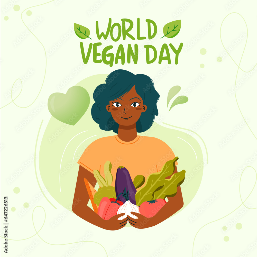 Multicultural World Vegetarian Day Illustration Banner. World vegan day vector illustration for web, banners, backgrounds, wallpapers, posters, flyers, presentations. 