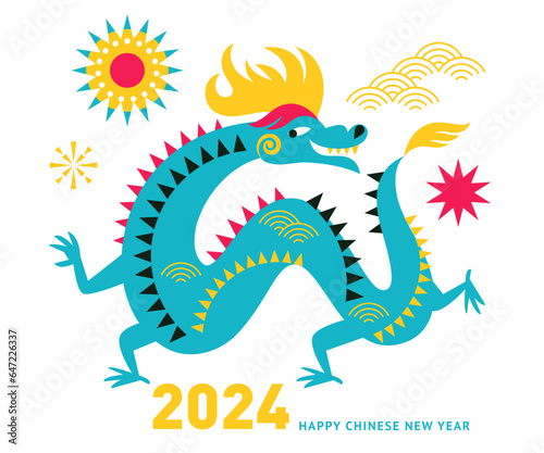 Chinese Happy New Year 2024. Year of the Dragon. Symbol of New Year.