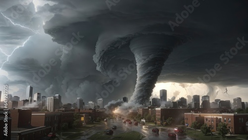 "Cataclysm Unleashed: City Engulfed by Monstrous Tornado"