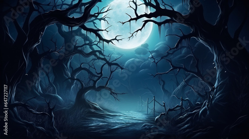 Realistic halloween background with creepy landscape