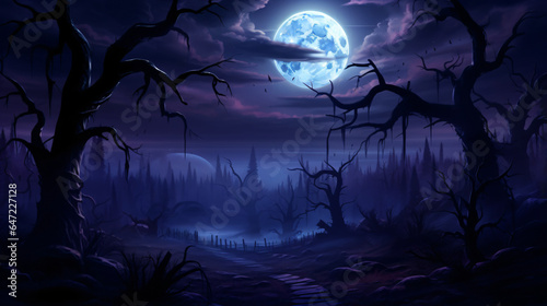 Realistic halloween background with creepy landscape