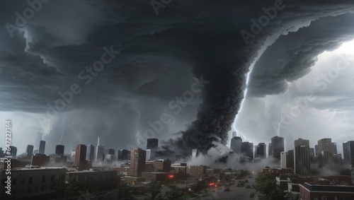 "Cataclysm Unleashed: City Engulfed by Monstrous Tornado"