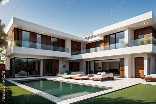 luxurious modern house with elegant garden lighting © Fernandha theori