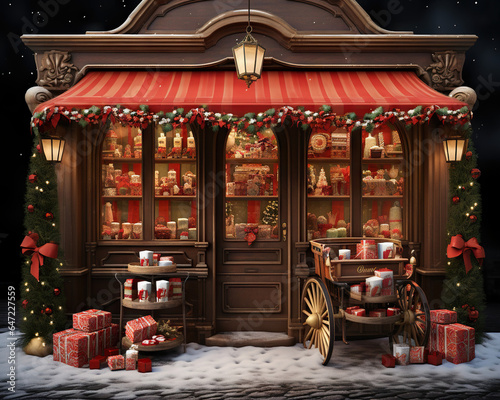 Christmas vintage shop window with decorations