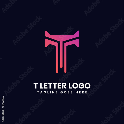 pink gradients letter t logo design idea vector image