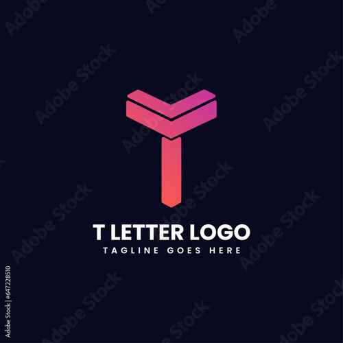 pink gradients letter t logo design idea vector image