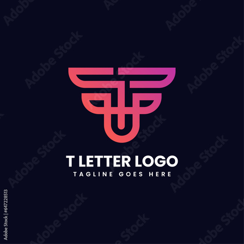 pink gradients letter t logo design idea vector image