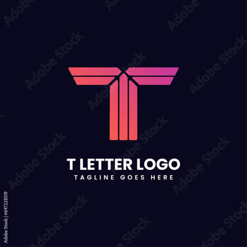 pink gradients letter t logo design idea vector image