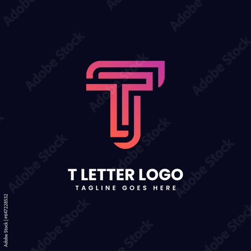 pink gradients letter t logo design idea vector image