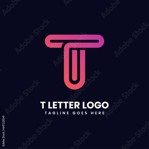 pink gradients letter t logo design idea vector image