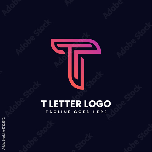 pink gradients letter t logo design idea vector image