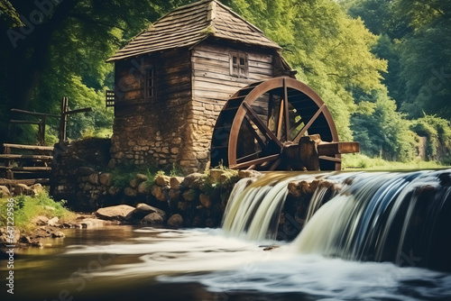 Obraz na płótnie An old brown water mill