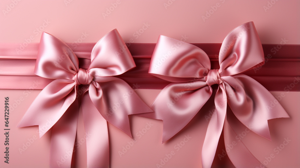 Pink ribbon on pink background with copy space Pink ribbon on pink background with copy space