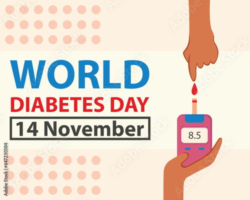 illustration vector graphic of hands do a medical check up with a blood glucose meter, to determine sugar levels, perfect for international day, world diabetes day, celebrate, greeting card, etc.