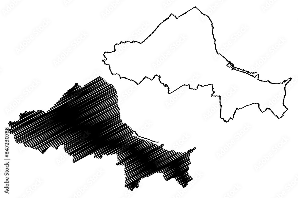 Eemsdelta municipality (Kingdom of the Netherlands, Holland, Groningen, Grunn or Grinslân province) map vector illustration, scribble sketch Eemsdelta map