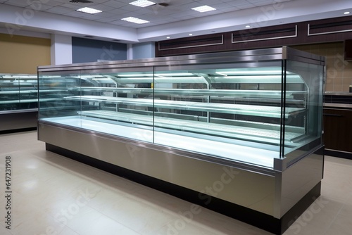 vacant refrigerator showcase for food service counter. Generative AI