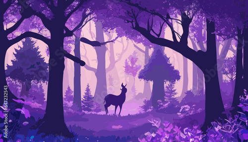 Art, Shine, Light, Forest, Glow, Deer Vector illustration Design 