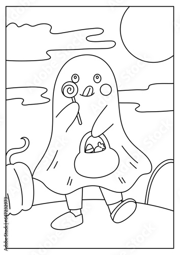 ghost costume halloween coloring page