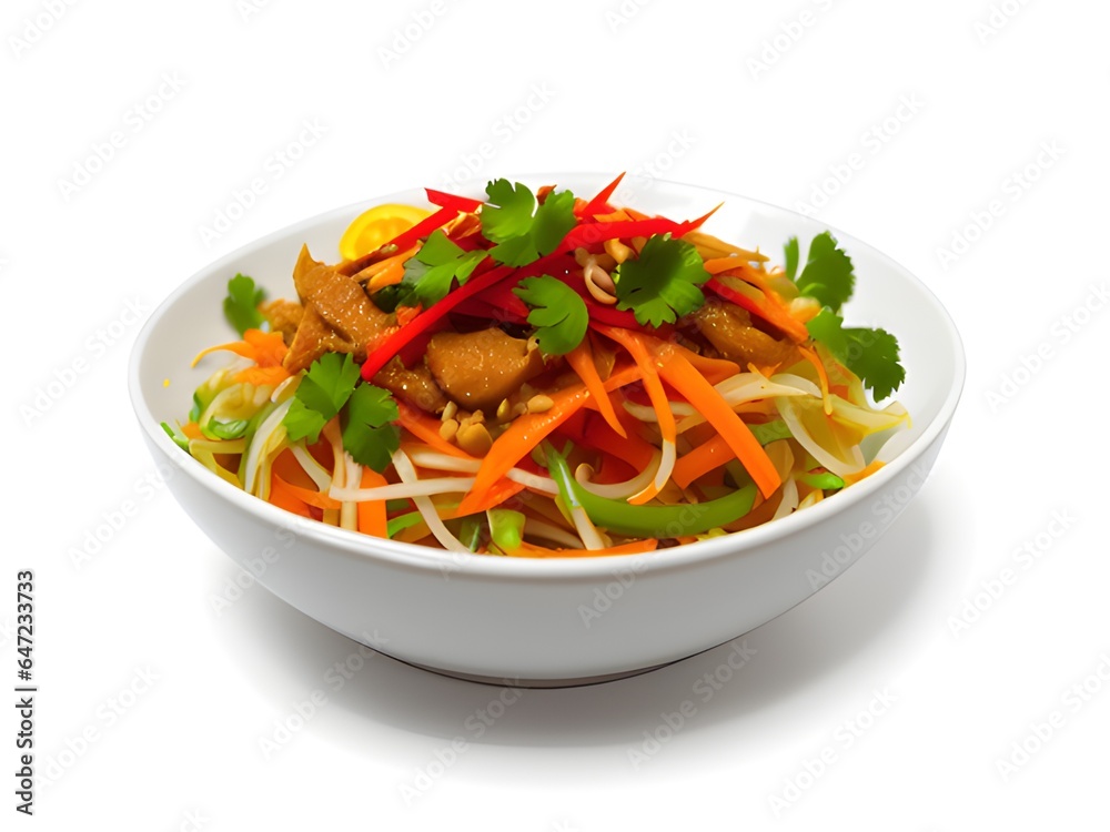 noodles with vegetables and herbs isolated noodles with vegetables and herbs isolated