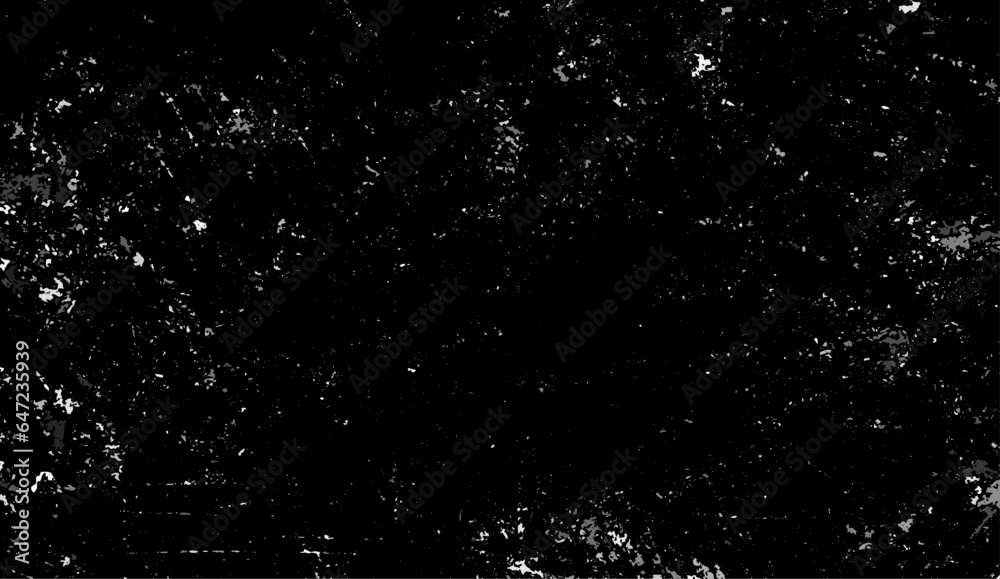 Texture of old surface on black background with white particulars