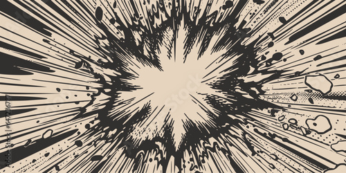 Set of vintage retro comics cartoon book cover sunburst boom explosion boom. Can be used for graphic design or illustration. Graphics style