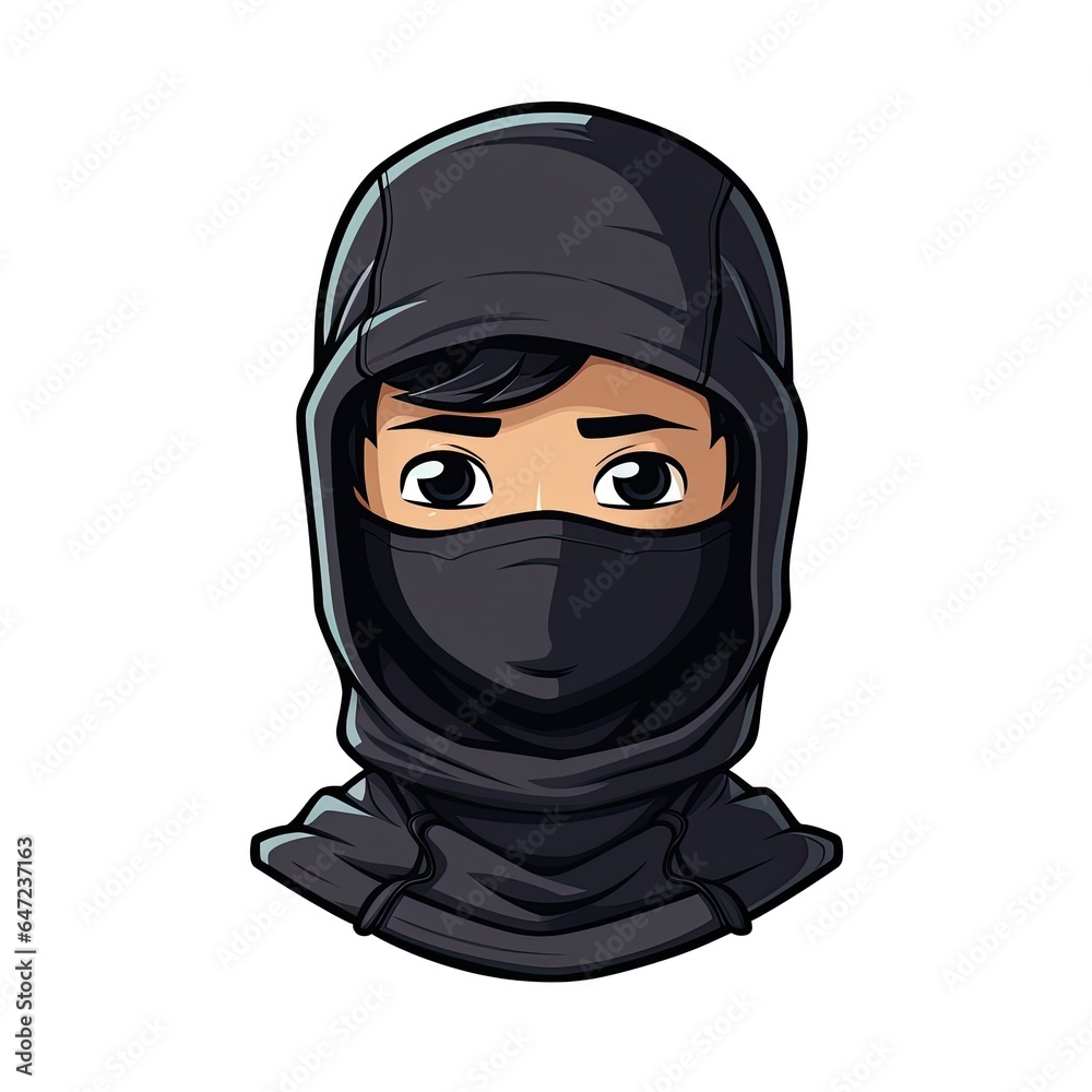 Cute Balaclava with cartoon style isolated on a white background Cute Balaclava with cartoon style isolated on a white background