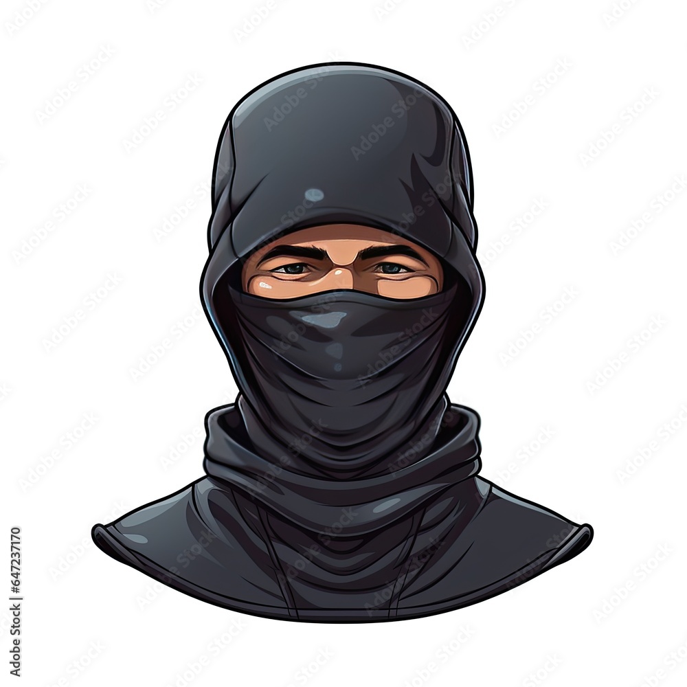 Cute Balaclava with cartoon style isolated on a white background Cute Balaclava with cartoon style isolated on a white background