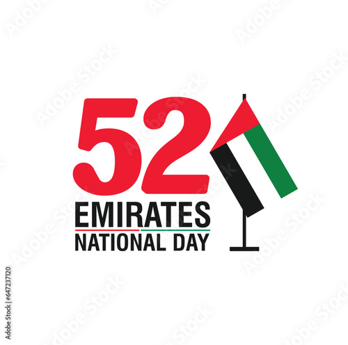 52 UAE national day. United Arab Emirates. 2 December 1971. Vector logo.