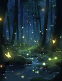 The forest at night often comes alive with the enchanting presence of glowing fireflies. These bioluminescent insects light up the darkness with their soft, flickering lights, creating a mesmerizing s
