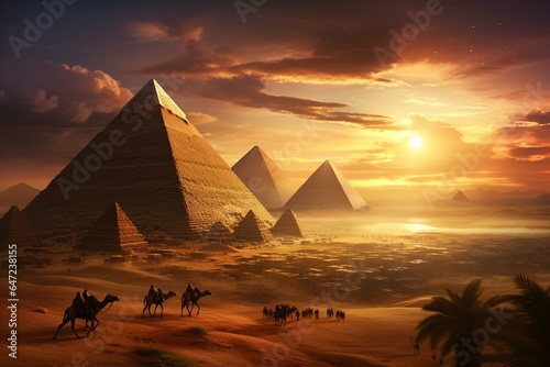 Murais de parede Artistic representation of Giza pyramids. Generative AI