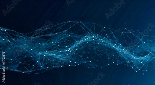 Blue Abstract Background with Lines and Dots.