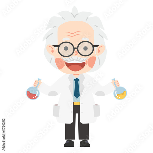 Old Cartoon Scientist Test Tube