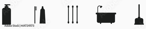Bath icon set with black color