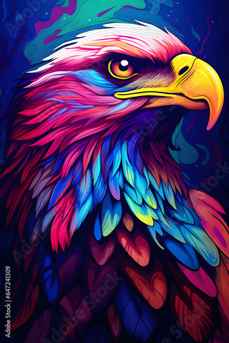 Couverture de livre illustration d'un aigle royale aux plumes colorées » IA générative