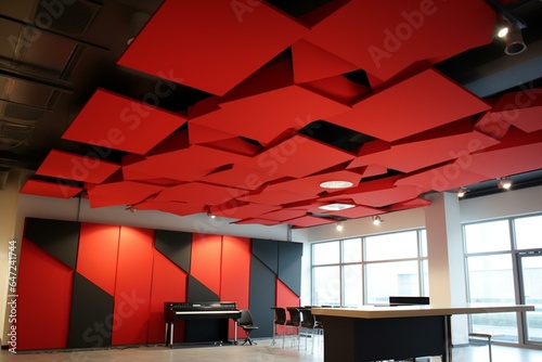 Acoustic insulation panels on ceiling. Generative AI